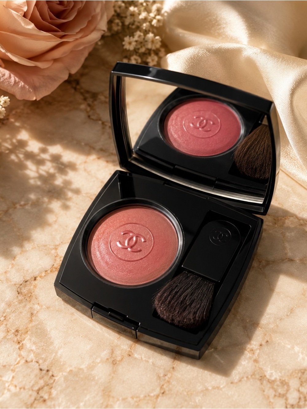 CHANEL Joues Contraste Powder Blush 14 Flamme 0.14 oz 4g France w/ Brush